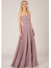 Notched Neck Strapless Mauve Chiffon Bridesmaid Dress